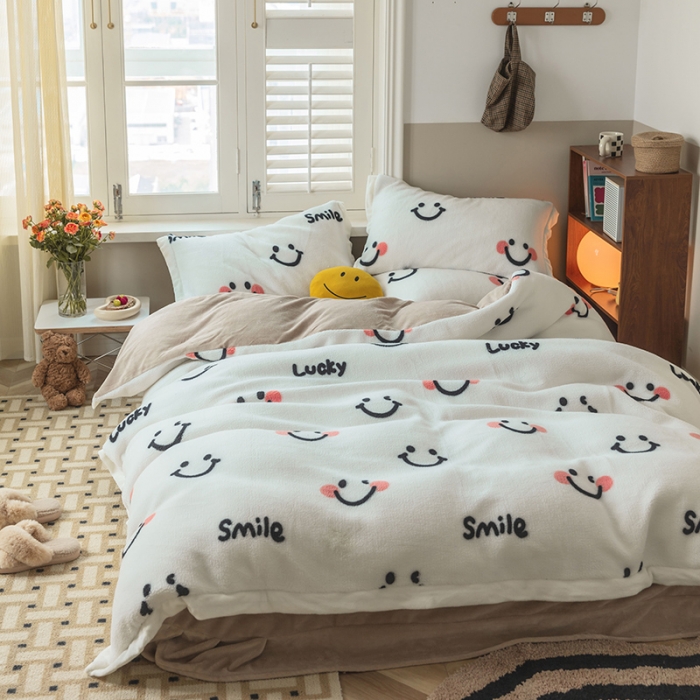 91家纺网 家纺一手货源 找家纺 澳梵家居 2021新款ins网红小颗粒羊羔绒牛奶绒绒四件套 小美好