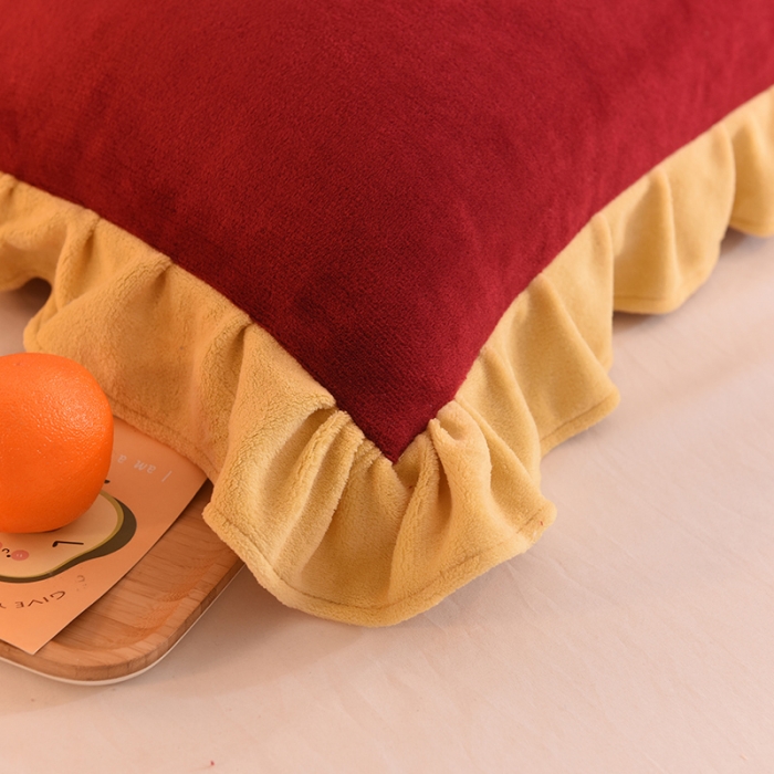 91家纺网 家纺一手货源 找家纺 甜之梦 2025新款毛巾绣牛奶绒单枕套 满天星洋酒红