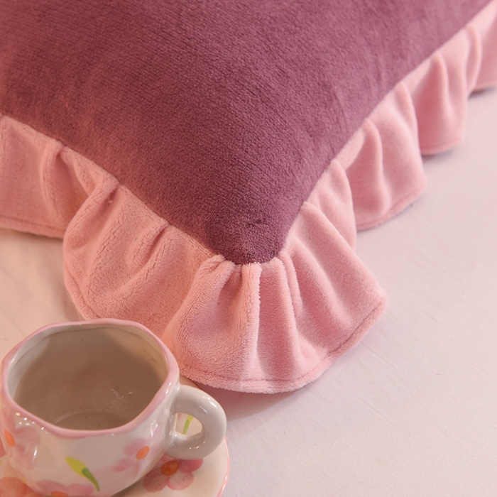 91家纺网 家纺一手货源 找家纺 甜之梦 2025新款毛巾绣牛奶绒单枕套 满天星紫豆沙