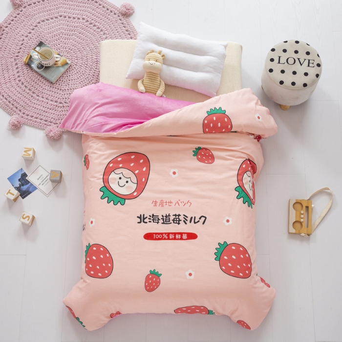 91家纺网 家纺一手货源 找家纺 鱼宝 2021新款棉加绒幼儿园多件套 北海道草莓