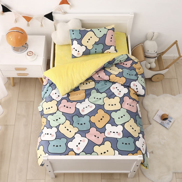 91家纺网 家纺一手货源 找家纺 鱼宝 2021新款棉加绒幼儿园多件套 贝斯熊