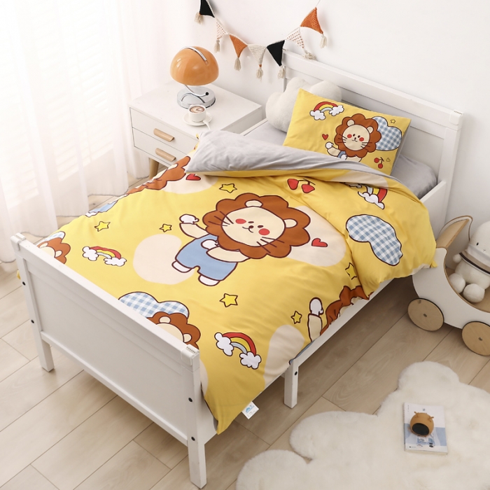 91家纺网 家纺一手货源 找家纺 鱼宝 2021新款棉加绒幼儿园多件套 小狮子