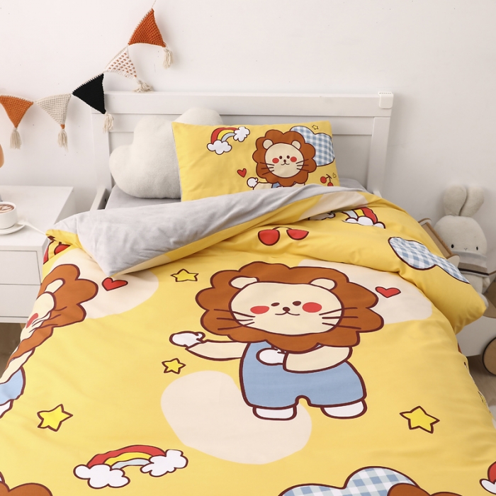 91家纺网 家纺一手货源 找家纺 鱼宝 2021新款棉加绒幼儿园多件套 小狮子