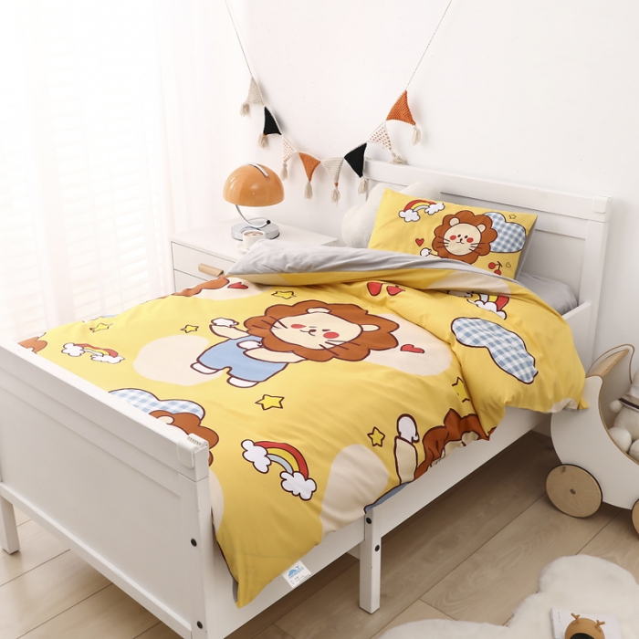 91家纺网 家纺一手货源 找家纺 鱼宝 2021新款棉加绒幼儿园多件套 小狮子