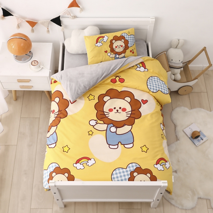 91家纺网 家纺一手货源 找家纺 鱼宝 2021新款棉加绒幼儿园多件套 小狮子