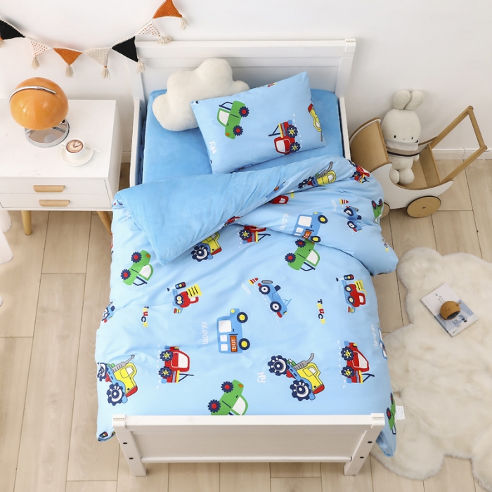 91家纺网 家纺一手货源 找家纺 鱼宝 2021新款棉加绒幼儿园多件套 都市汽车