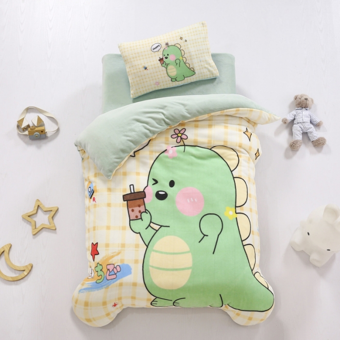 91家纺网 家纺一手货源 找家纺 鱼宝 2021新款大版牛奶绒婴童多件套 小可爱