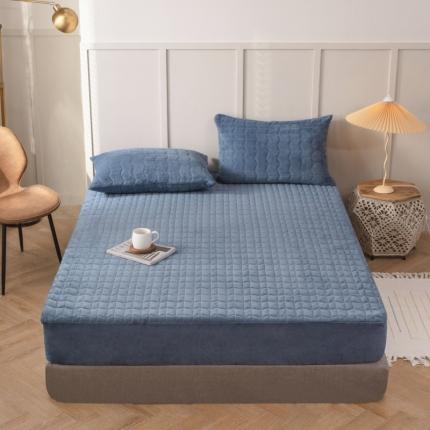 小米笠 2021新款牛奶绒夹棉床笠 宝石蓝