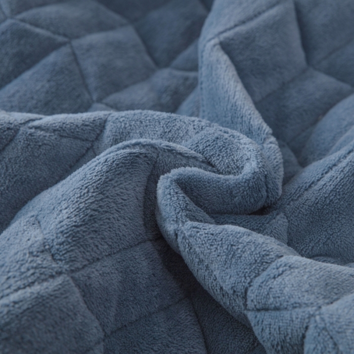 91家纺网 家纺一手货源 找家纺 小米笠 2021新款牛奶绒夹棉床笠 宝石蓝