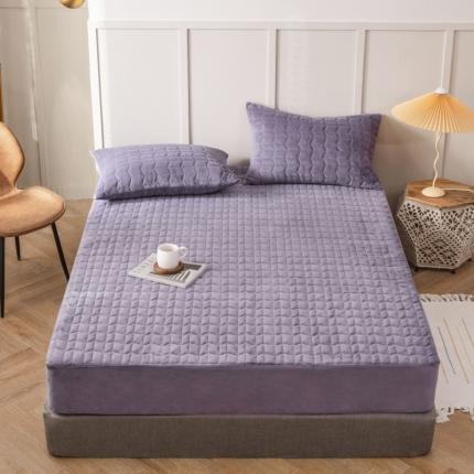 小米笠 2021新款牛奶绒夹棉床笠 酱紫