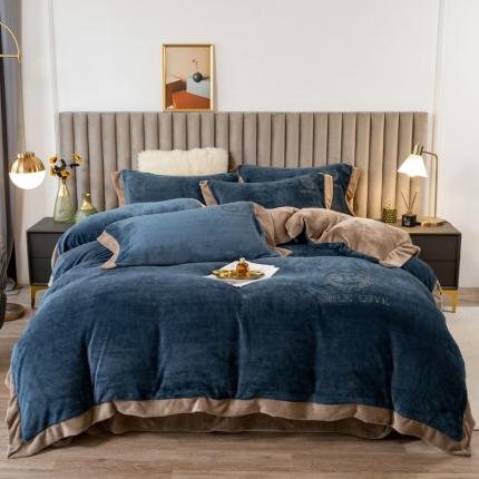 91家纺网 家纺一手货源 找家纺 （总）曼町 2022新款250克高克重牛奶绒绣花四件套