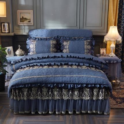 91家纺网 家纺一手货源 找家纺 好儿喜2022新款床裙色织水洗棉夹棉四件套 巴黎之夜