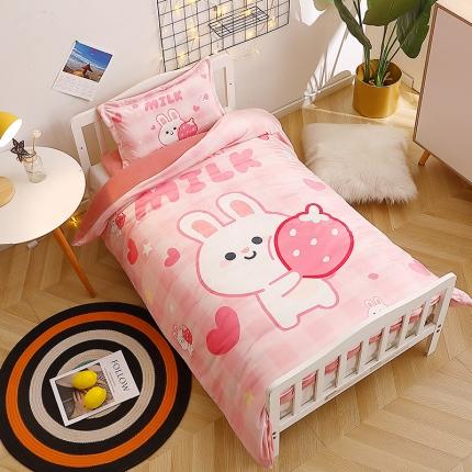 91家纺网 家纺一手货源 找家纺 （总）新款大版卡通宝宝绒幼儿园保暖套件加厚牛奶绒三件套多件套