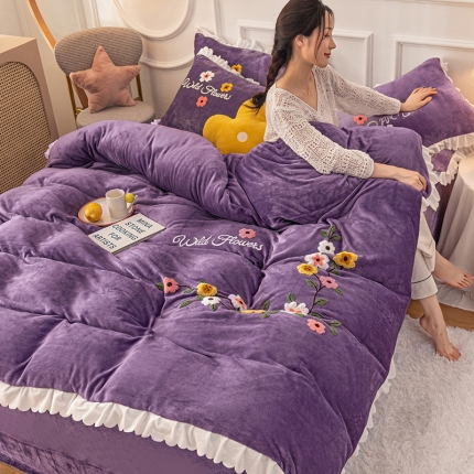 91家纺网 家纺一手货源 找家纺 （总）新款牛奶绒毛巾绣水晶雕花宝宝绒魔法绒法莱雪花绒四件套