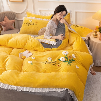 91家纺网 家纺一手货源 找家纺 （总）新款牛奶绒毛巾绣水晶雕花宝宝绒魔法绒法莱雪花绒四件套