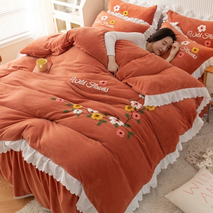 91家纺网 家纺一手货源 找家纺 （总）新款牛奶绒毛巾绣水晶雕花宝宝绒魔法绒法莱雪花绒四件套