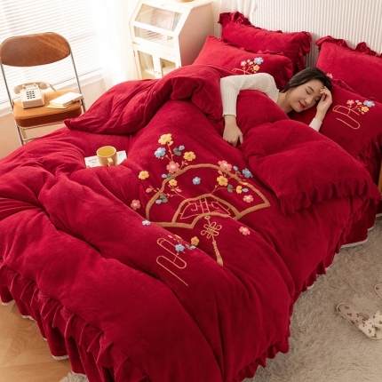 91家纺网 家纺一手货源 找家纺 （总）新款牛奶绒毛巾绣水晶雕花宝宝绒魔法绒法莱雪花绒四件套