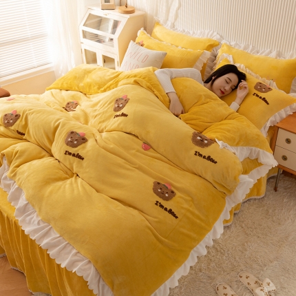 91家纺网 家纺一手货源 找家纺 （总）新款牛奶绒毛巾绣水晶雕花宝宝绒魔法绒法莱雪花绒四件套