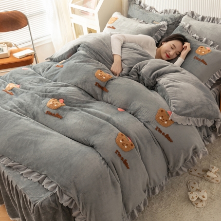 91家纺网 家纺一手货源 找家纺 （总）新款牛奶绒毛巾绣水晶雕花宝宝绒魔法绒法莱雪花绒四件套