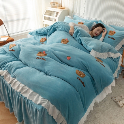 91家纺网 家纺一手货源 找家纺 （总）新款牛奶绒毛巾绣水晶雕花宝宝绒魔法绒法莱雪花绒四件套