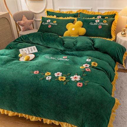 91家纺网 家纺一手货源 找家纺 （总）新款牛奶绒毛巾绣水晶雕花宝宝绒魔法绒法莱雪花绒四件套