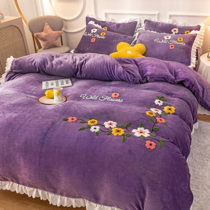 91家纺网 家纺一手货源 找家纺 （总）新款牛奶绒毛巾绣水晶雕花宝宝绒魔法绒法莱雪花绒四件套