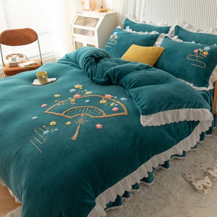 91家纺网 家纺一手货源 找家纺 （总）新款牛奶绒毛巾绣水晶雕花宝宝绒魔法绒法莱雪花绒四件套