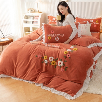 91家纺网 家纺一手货源 找家纺 （总）新款牛奶绒毛巾绣水晶雕花宝宝绒魔法绒法莱雪花绒四件套