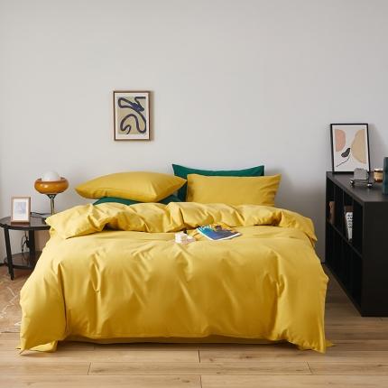 91家纺网 家纺一手货源 找家纺 寝柔 2021新款秋冬加厚纯色纯棉全棉磨毛被套单件 嫩姜黄