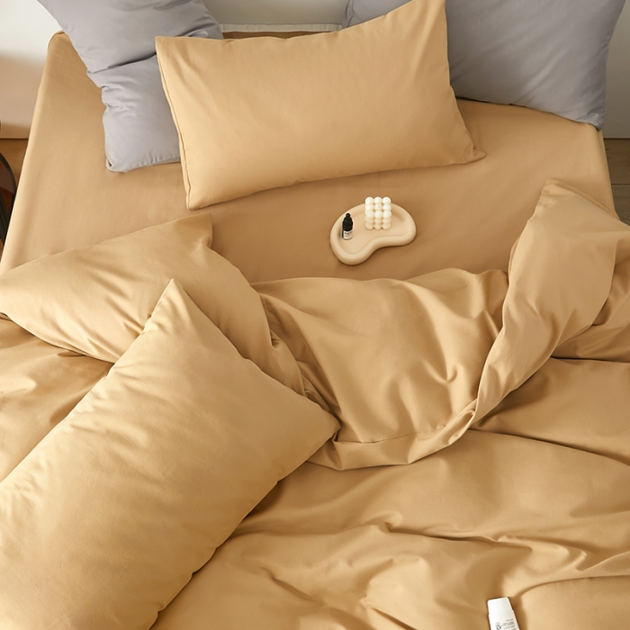 91家纺网 家纺一手货源 找家纺 寝柔 2021新款秋冬加厚纯色纯棉全棉磨毛被套单件 卡其