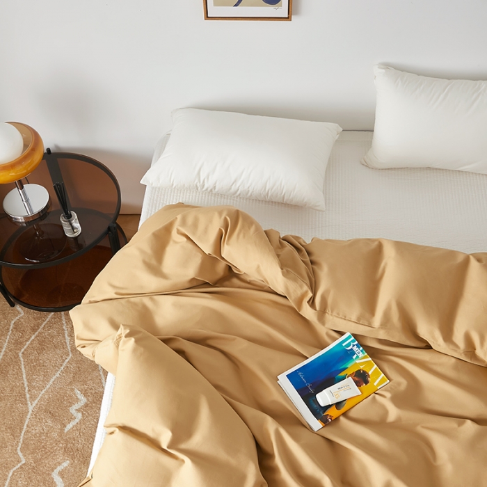 91家纺网 家纺一手货源 找家纺 寝柔 2021新款秋冬加厚纯色纯棉全棉磨毛被套单件 卡其