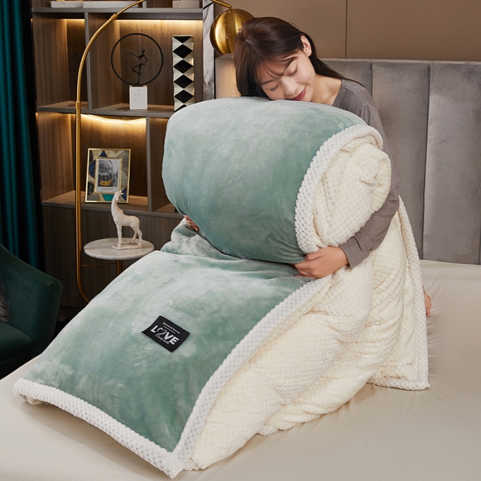 91家纺网 家纺一手货源 找家纺 小燕燕 2022新款多功能可拆洗被套毯 草绿