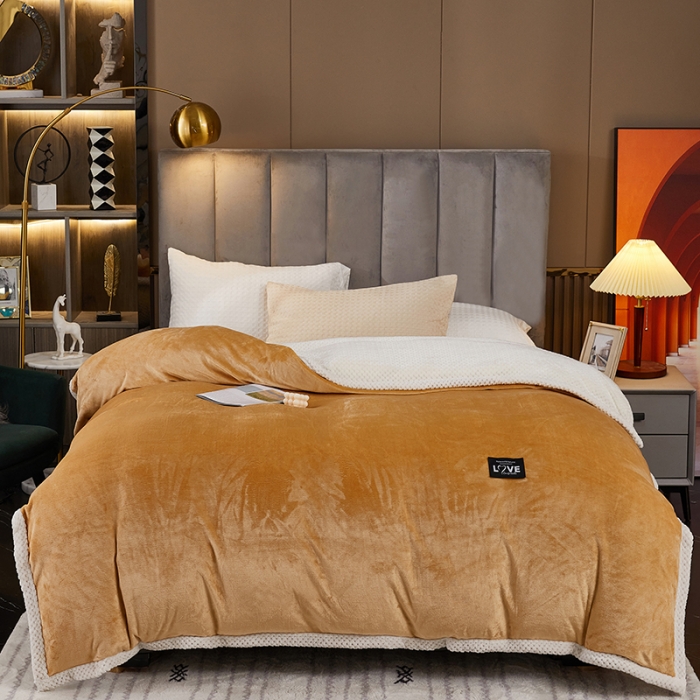 91家纺网 家纺一手货源 找家纺 小燕燕 2022新款多功能可拆洗被套毯 姜黄