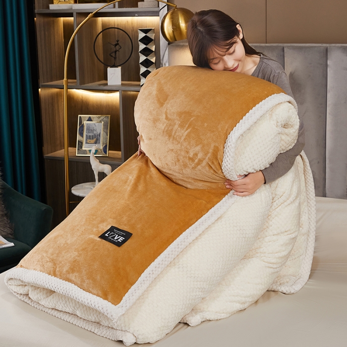 91家纺网 家纺一手货源 找家纺 小燕燕 2022新款多功能可拆洗被套毯 姜黄