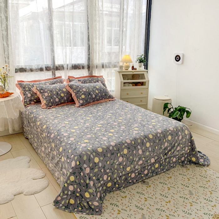 91家纺网 家纺一手货源 找家纺 金爱家 2021新款高克重牛奶绒四件套 缤纷世界