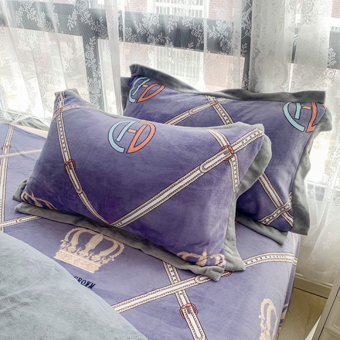 91家纺网 家纺一手货源 找家纺 金爱家 2021新款高克重牛奶绒四件套 皇冠紫