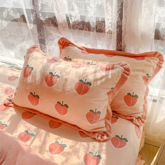 91家纺网 家纺一手货源 找家纺 金爱家 2021新款高克重牛奶绒四件套 蜜桃