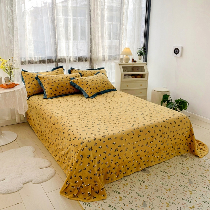 91家纺网 家纺一手货源 找家纺 金爱家 2021新款高克重牛奶绒四件套 秋实