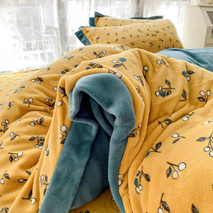 91家纺网 家纺一手货源 找家纺 金爱家 2021新款高克重牛奶绒四件套 秋实