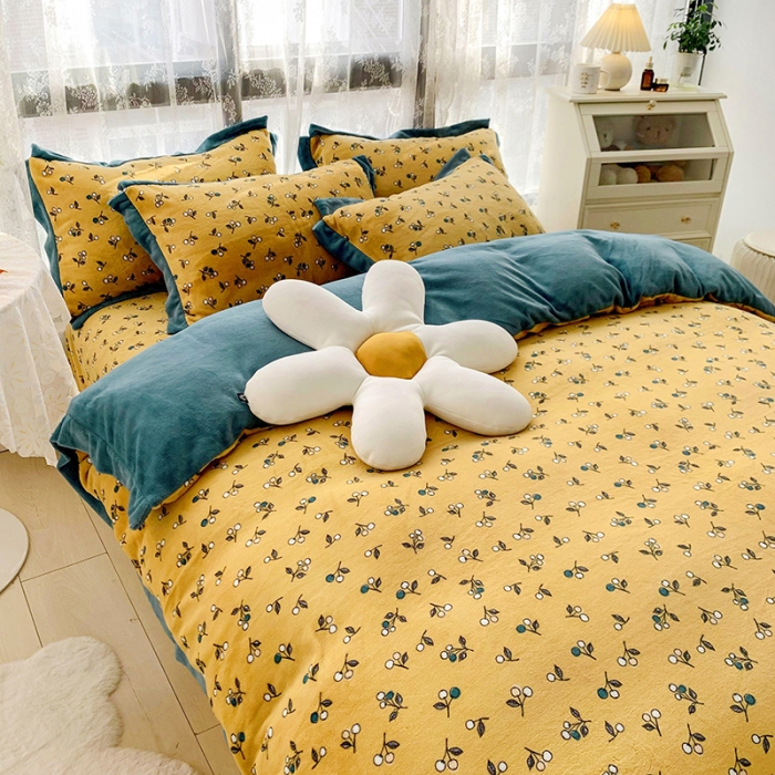 91家纺网 家纺一手货源 找家纺 金爱家 2021新款高克重牛奶绒四件套 秋实