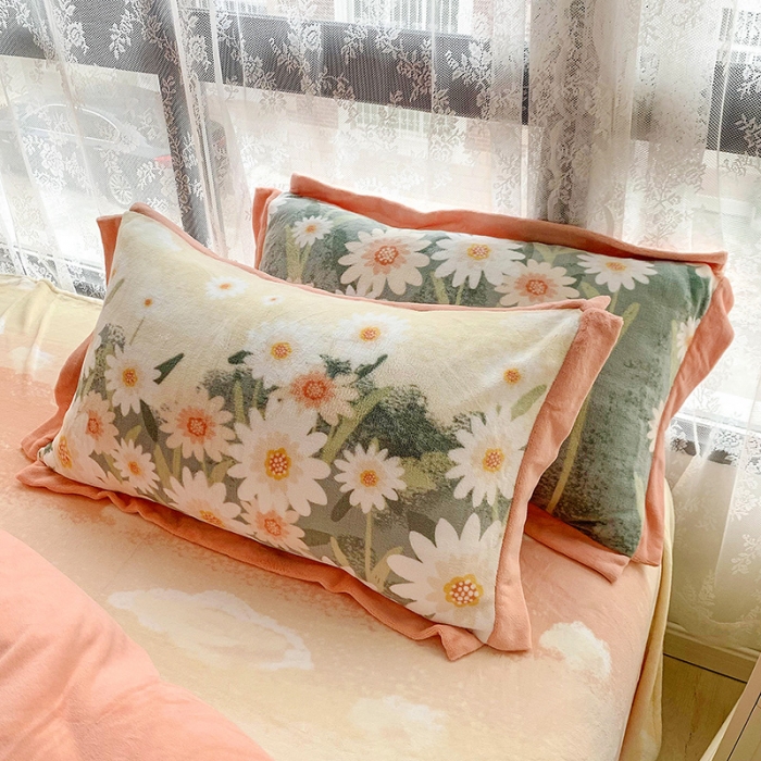 91家纺网 家纺一手货源 找家纺 金爱家 2021新款高克重牛奶绒四件套 诗情花意