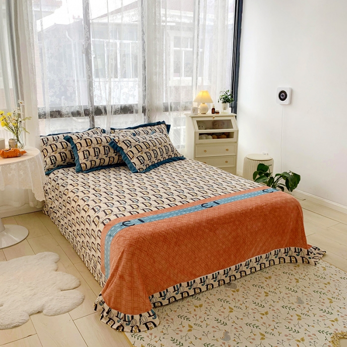 91家纺网 家纺一手货源 找家纺 金爱家 2021新款高克重牛奶绒四件套 时尚DJ