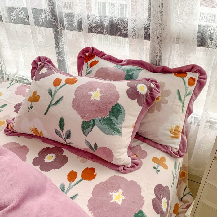 91家纺网 家纺一手货源 找家纺 金爱家 2021新款高克重牛奶绒四件套 五百花园