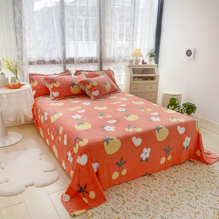 91家纺网 家纺一手货源 找家纺 金爱家 2021新款高克重牛奶绒四件套 喜气洋洋