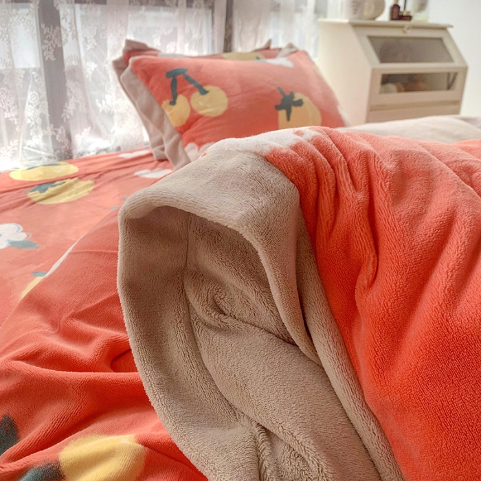 91家纺网 家纺一手货源 找家纺 金爱家 2021新款高克重牛奶绒四件套 喜气洋洋