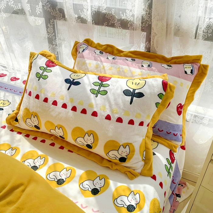 91家纺网 家纺一手货源 找家纺 金爱家 2021新款高克重牛奶绒四件套 小淘气