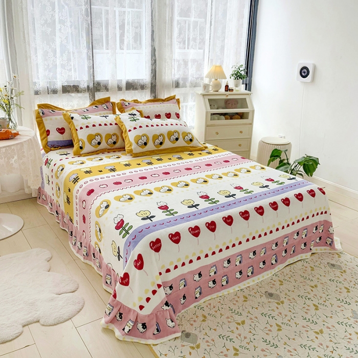 91家纺网 家纺一手货源 找家纺 金爱家 2021新款高克重牛奶绒四件套 小淘气