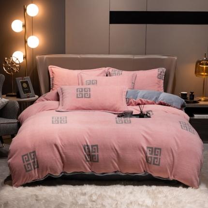 91家纺网 家纺一手货源 找家纺 总芯贝儿2021轻奢简约加厚牛奶绒保暖四件套法莱宝宝绒被套