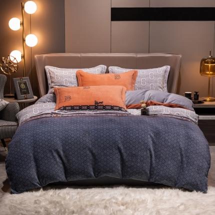 91家纺网 家纺一手货源 找家纺 总芯贝儿2021轻奢简约加厚牛奶绒保暖四件套法莱宝宝绒被套