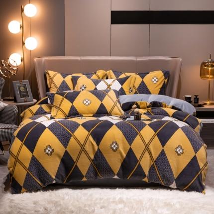 91家纺网 家纺一手货源 找家纺 总芯贝儿2021轻奢简约加厚牛奶绒保暖四件套法莱宝宝绒被套